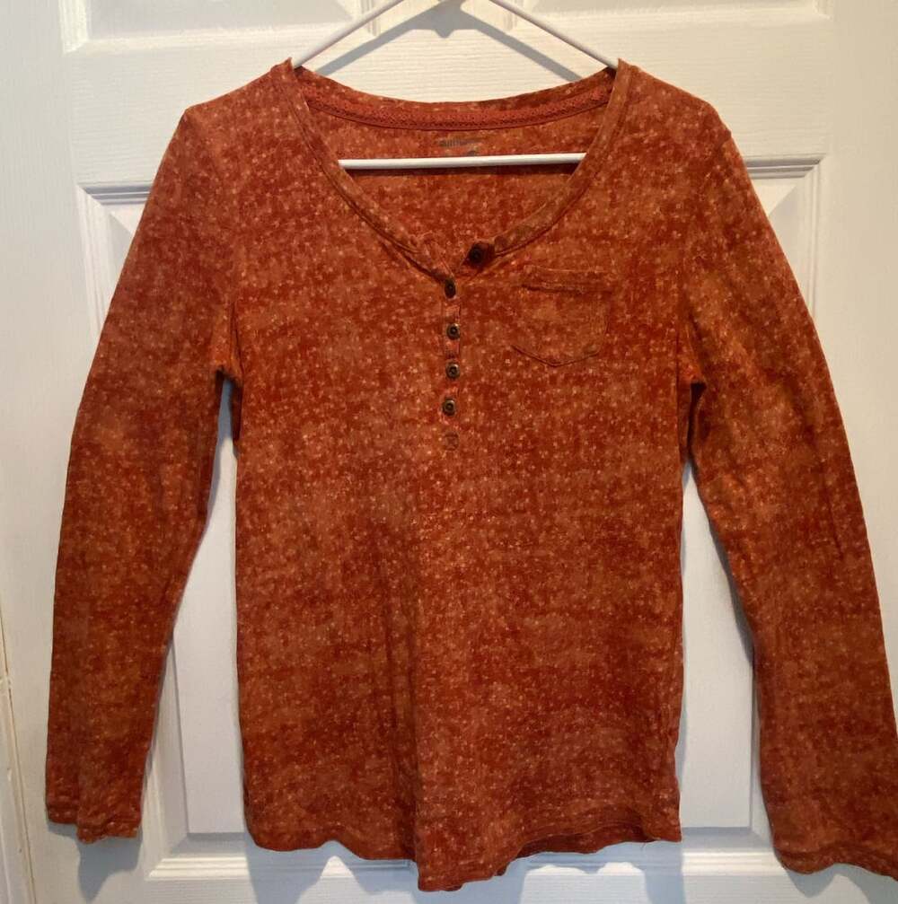 Sweater Ruff Hewn Henley Size S Orange Top